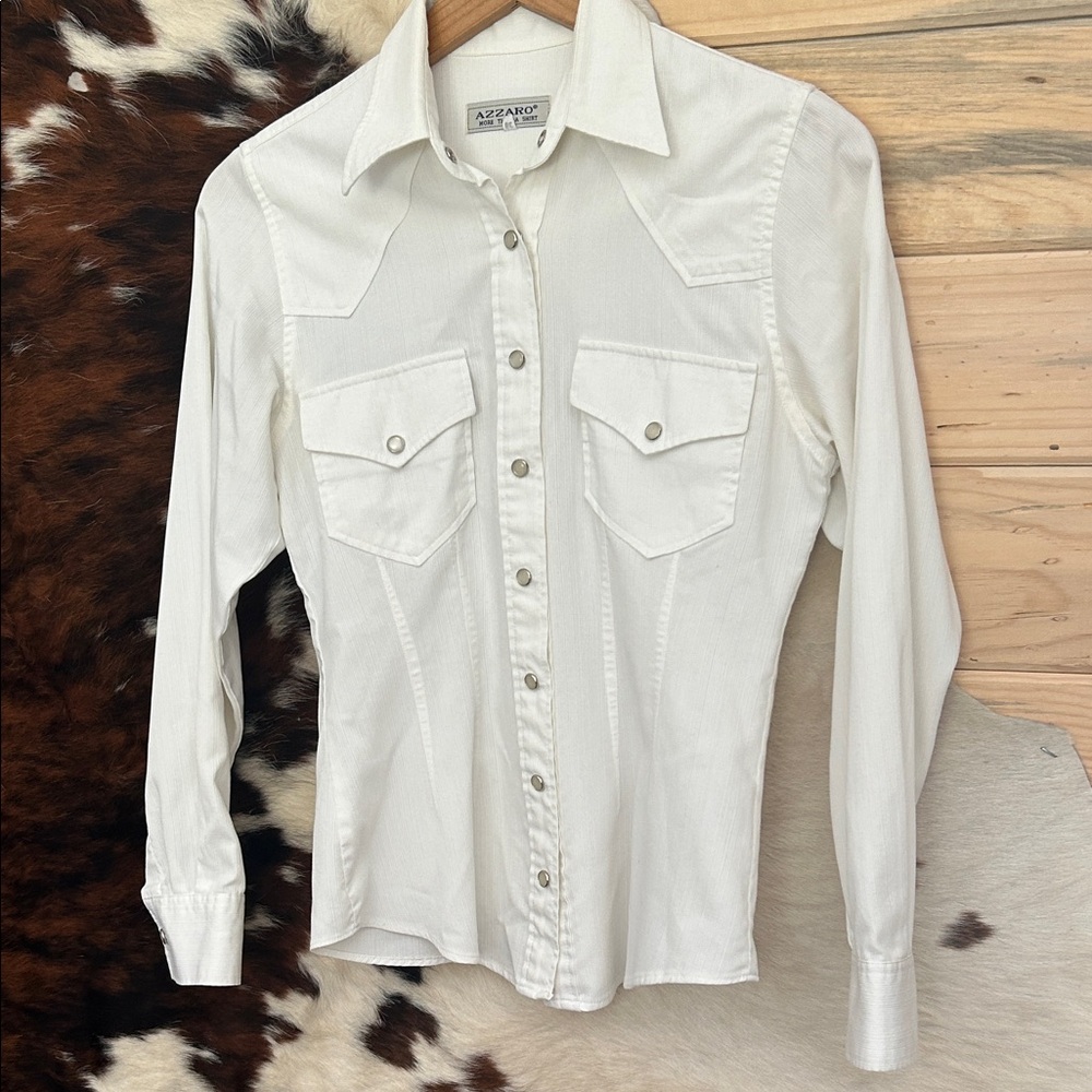 Azzaro Women's White Snap Down Shirt Size 2
